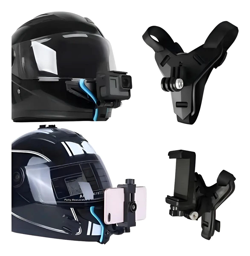 SOPORTE PARA CASCO DE MOTOCICLETA PARA CAMARAS Y CELULARES - 1