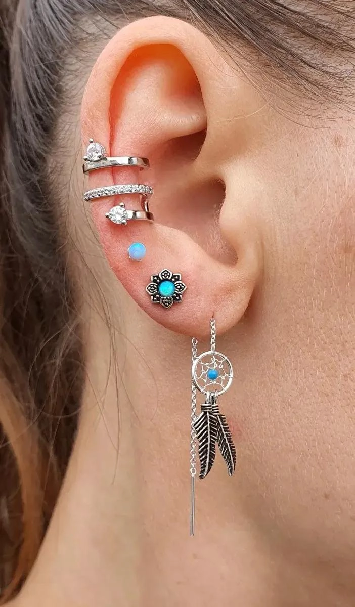 AROS ATRAPA SUEÑOS EN PLATA 925 CON CADENA ELEGANTE - 2