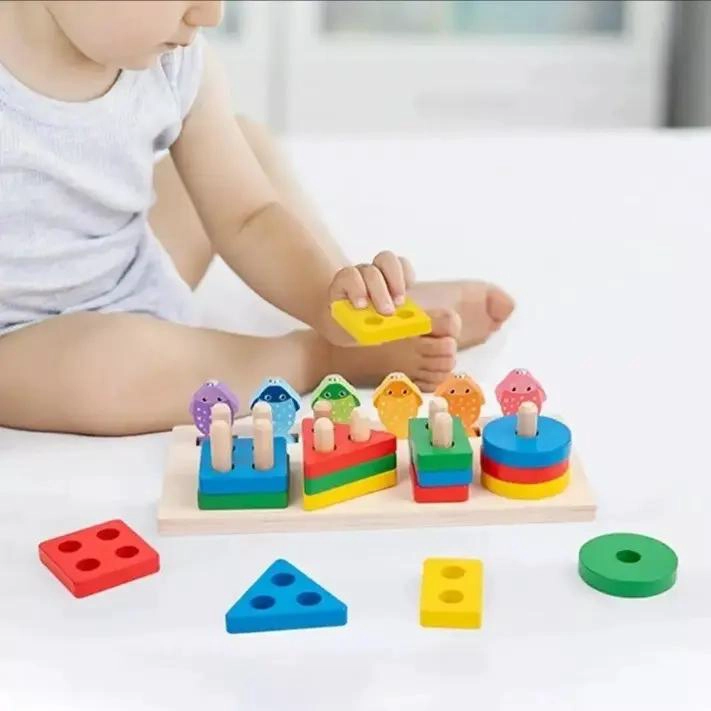 JUEGO DIDACTICO DE PESCA Y BLOQUES DE MADERA PARA NIÑOS - 4