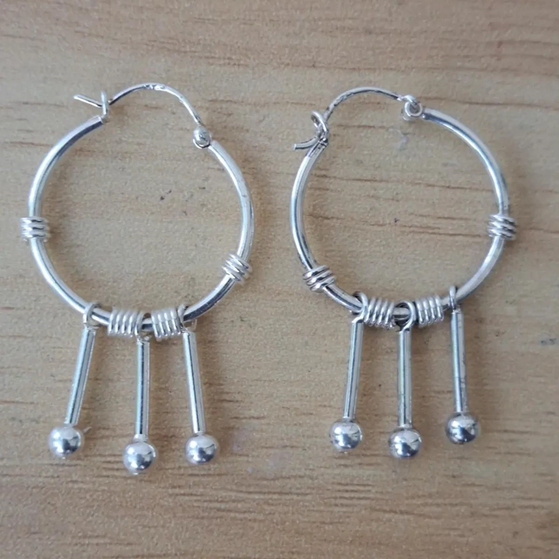 ARGOLLAS DE PLATA 925 CON COLGANTES PARA MUJER - 3
