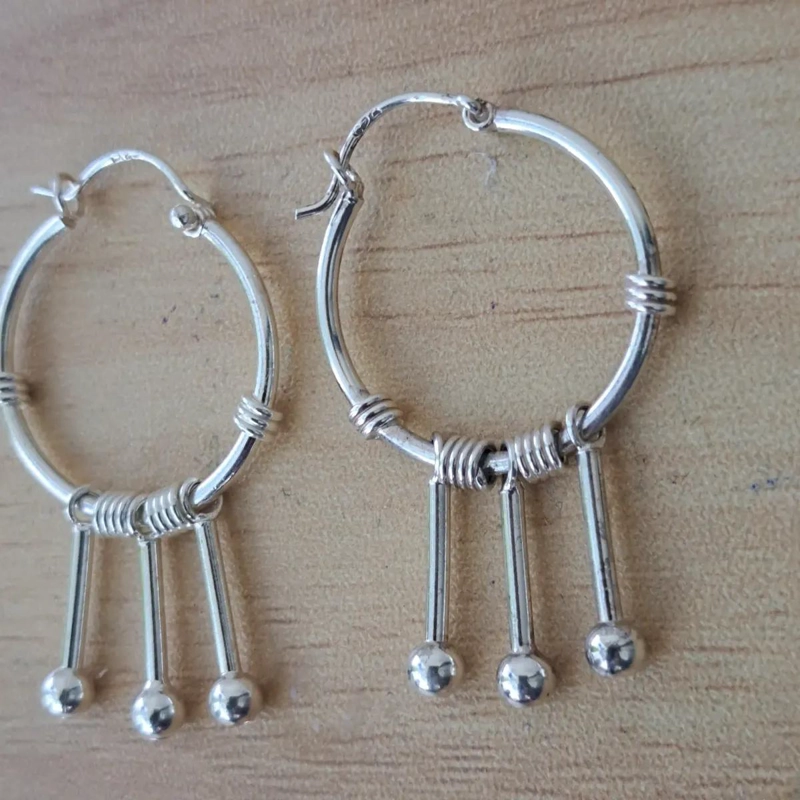 ARGOLLAS DE PLATA 925 CON COLGANTES PARA MUJER - 4