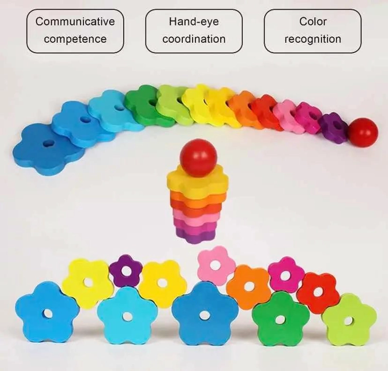 TORRE DE ENCAJE DE MADERA ARCOIRIS PARA NIÑOS - 9