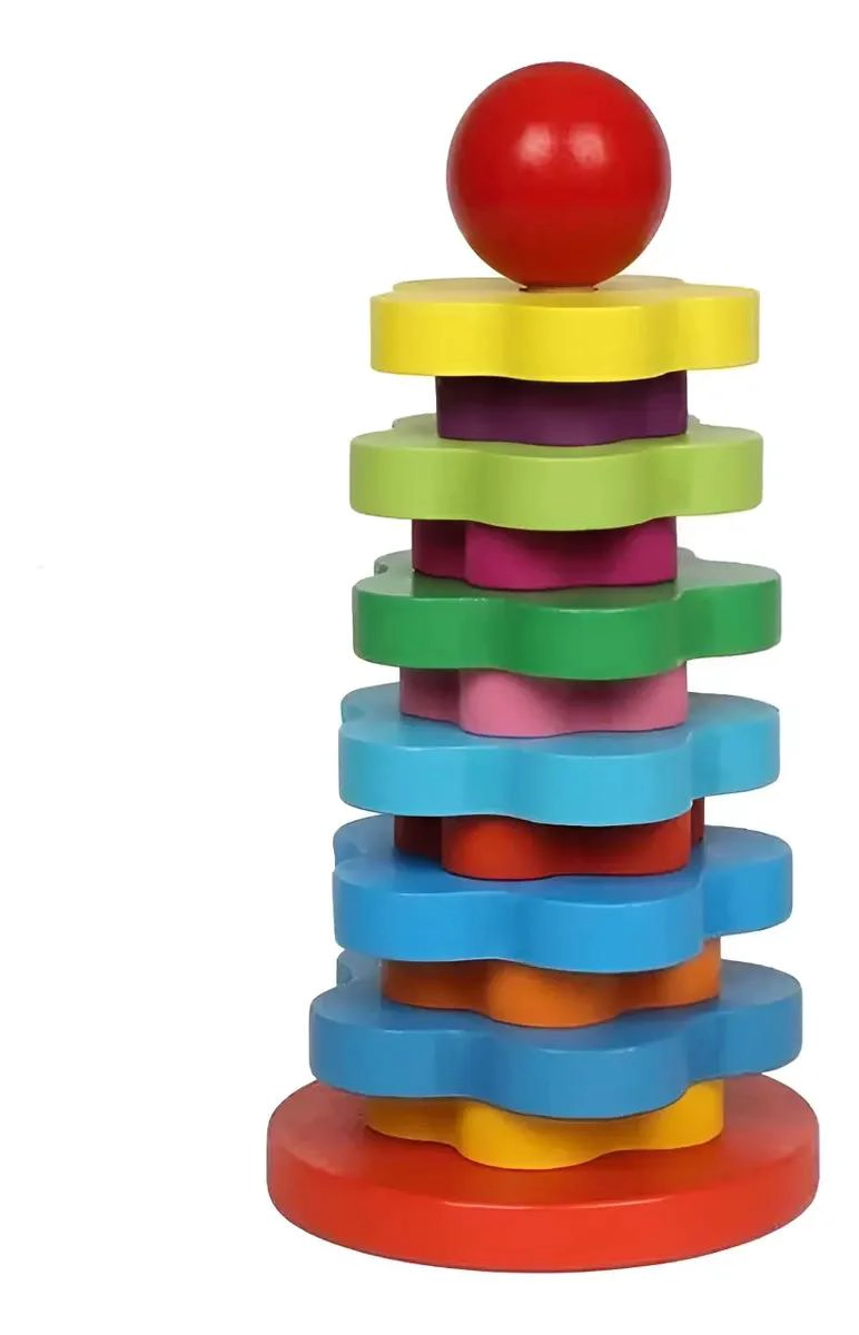 TORRE DE ENCAJE DE MADERA ARCOIRIS PARA NIÑOS - 1
