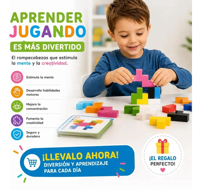 CUBOS ROMPECABEZAS 3D DE MADERA PARA NIÑOS - 2