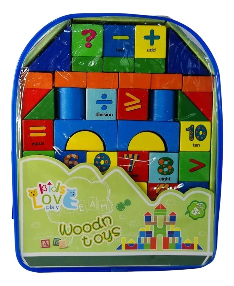 MOCHILA DIDACTICA CON BLOQUES DE MADERA PARA APRENDIZAJE - 4