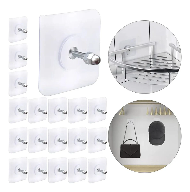 20 PIEZAS DE GANCHOS ADHESIVOS PARA PARED SIN PERFORAR - 1