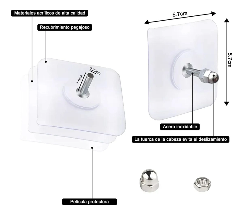 20 PIEZAS DE GANCHOS ADHESIVOS PARA PARED SIN PERFORAR - 2
