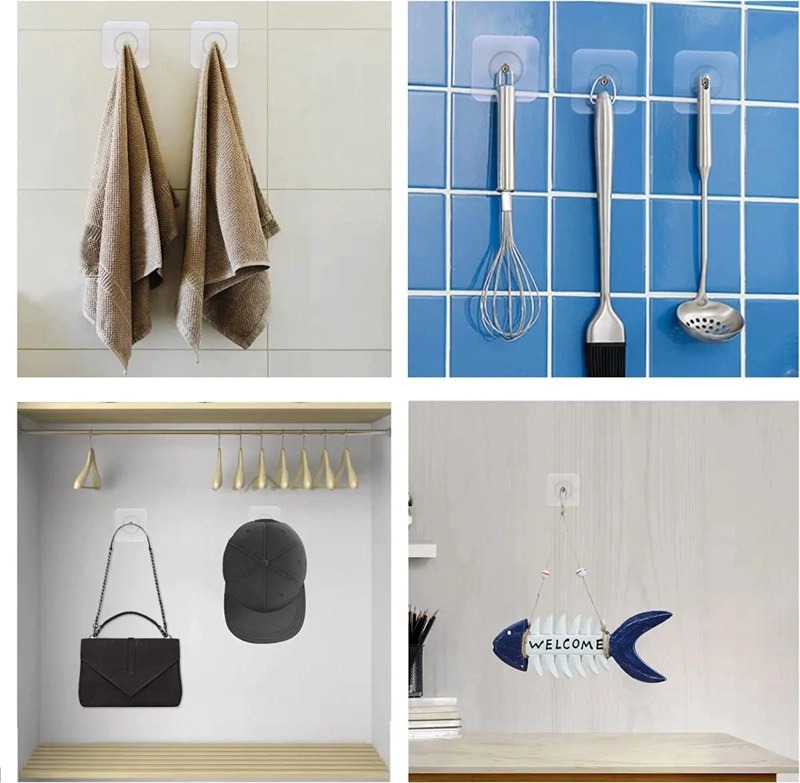 20 PIEZAS DE GANCHOS ADHESIVOS PARA PARED SIN PERFORAR - 8