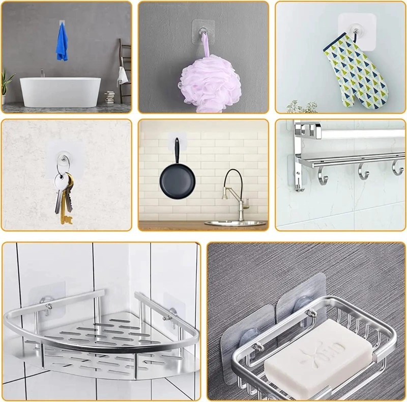 20 PIEZAS DE GANCHOS ADHESIVOS PARA PARED SIN PERFORAR - 9