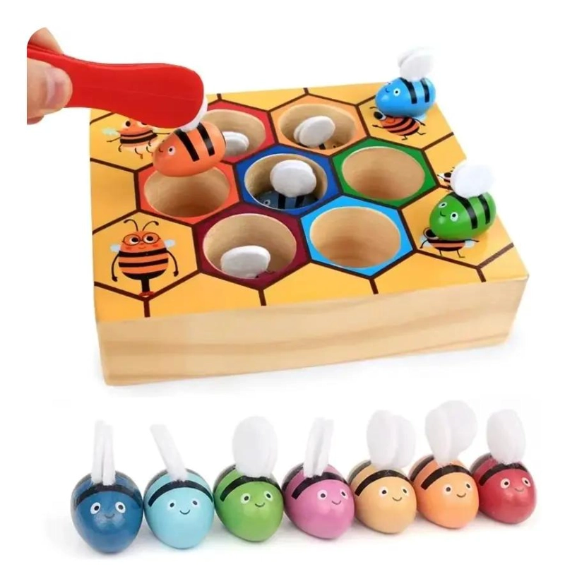 JUEGO EDUCATIVO DE MADERA ABEJA PARA DESARROLLO INFANTIL - 1