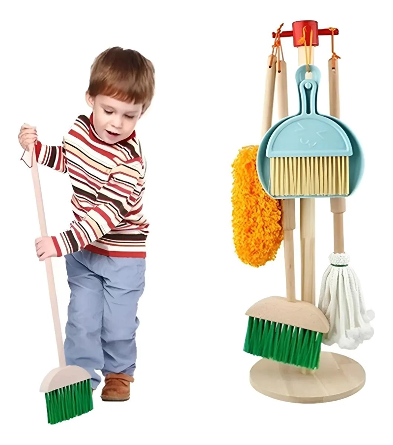 SET DE JUGUETES DE LIMPIEZA PARA NIÑOS CON ACCESORIOS DE MADERA - 1
