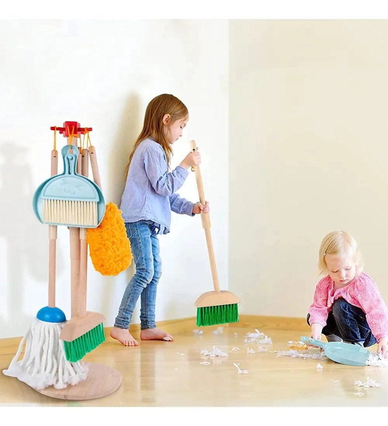 SET DE JUGUETES DE LIMPIEZA PARA NIÑOS CON ACCESORIOS DE MADERA - 10