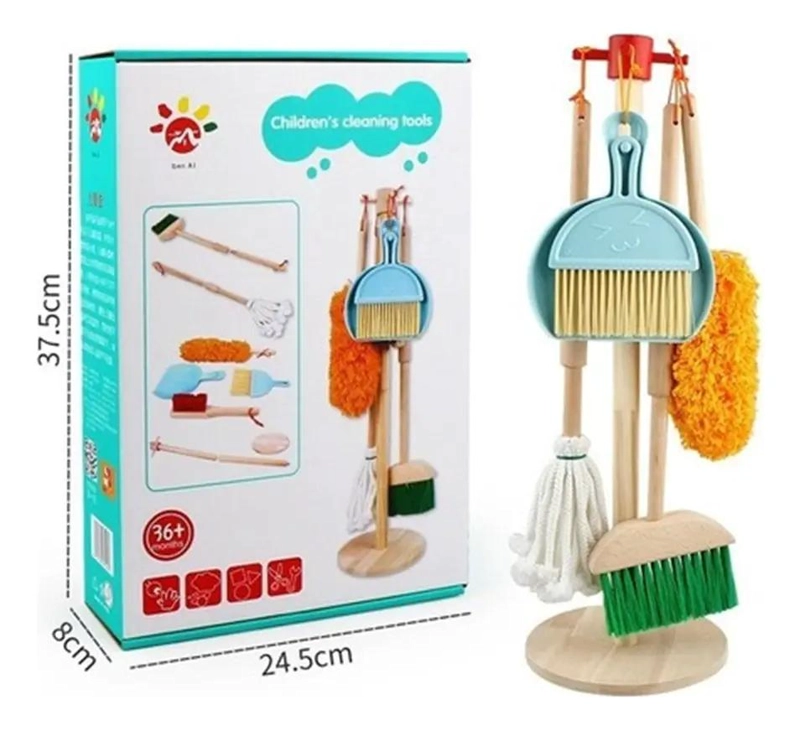 SET DE JUGUETES DE LIMPIEZA PARA NIÑOS CON ACCESORIOS DE MADERA - 2