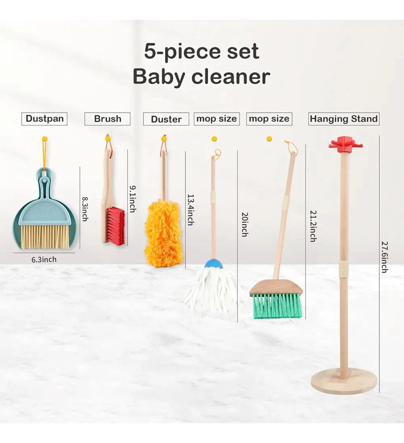 SET DE JUGUETES DE LIMPIEZA PARA NIÑOS CON ACCESORIOS DE MADERA - 3