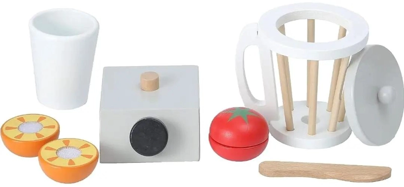 LICUADORA DE JUGUETE DE MADERA PARA NIÑOS CON ACCESORIOS - 7