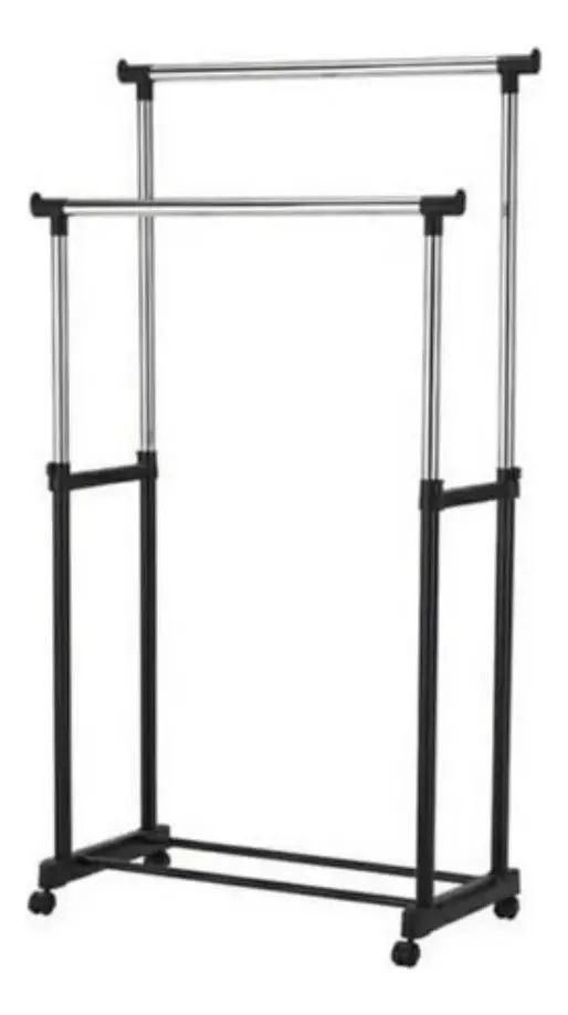 PERCHERO COLGADOR DE METAL CON RUEDAS Y BARRAS AJUSTABLES - 4
