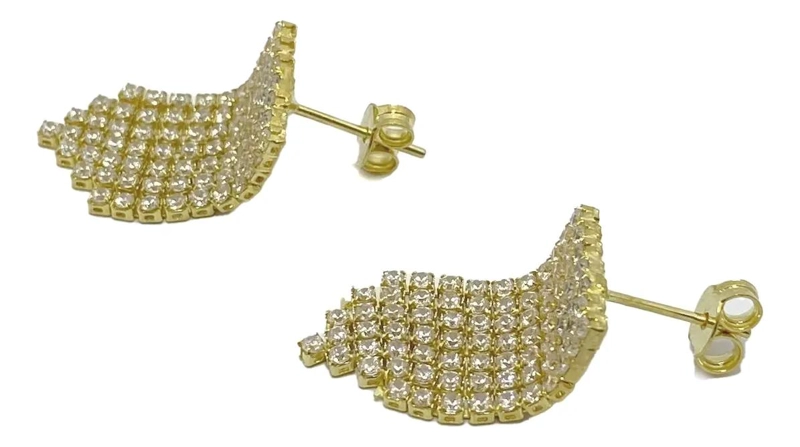 AROS ELEGANTES CON CIRCONES ENCHAPADOS EN ORO 18K - 2