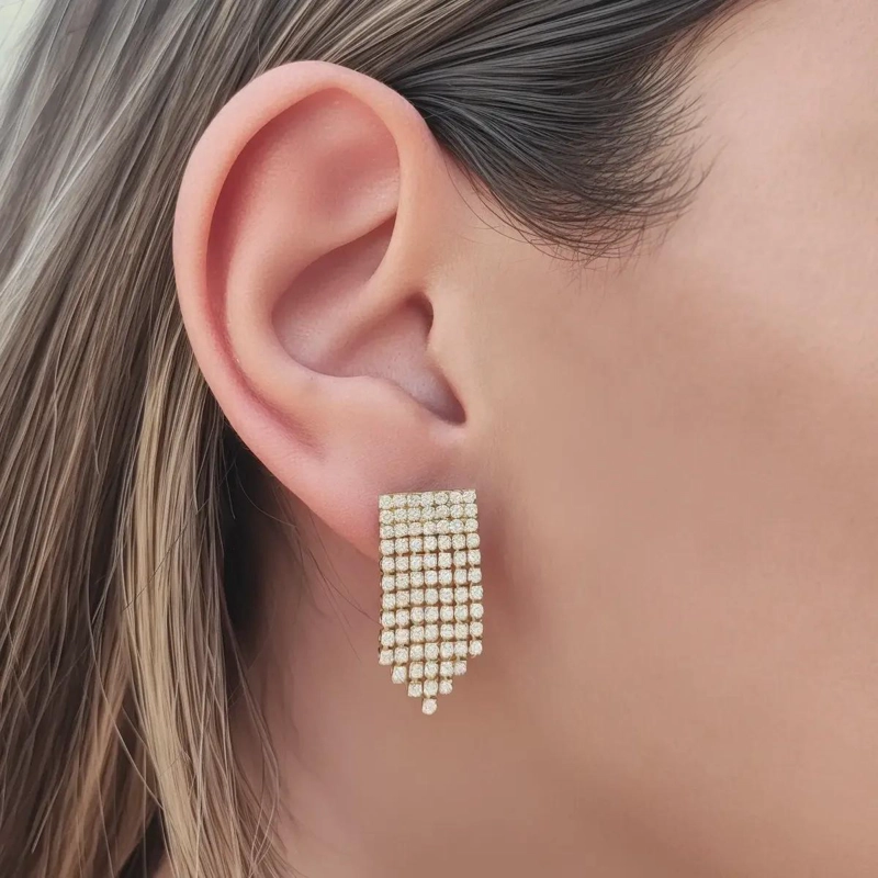 AROS ELEGANTES CON CIRCONES ENCHAPADOS EN ORO 18K - 3