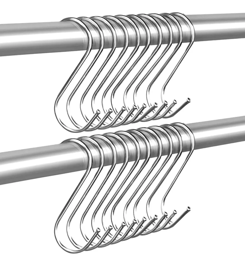 GANCHOS DE ACERO INOXIDABLE EN FORMA DE S PARA COCINA Y BAÑO - 1