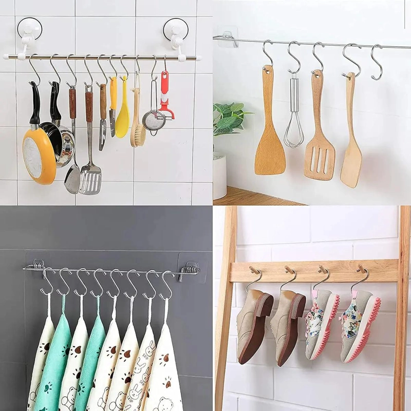 GANCHOS DE ACERO INOXIDABLE EN FORMA DE S PARA COCINA Y BAÑO - 2