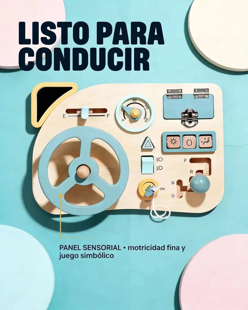 TABLERO DE CONDUCCION DE MADERA PARA JUEGO IMAGINATIVO - 2