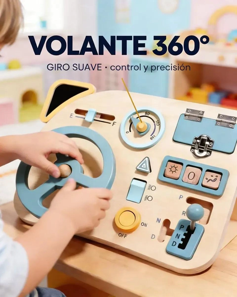 TABLERO DE CONDUCCION DE MADERA PARA JUEGO IMAGINATIVO - 7