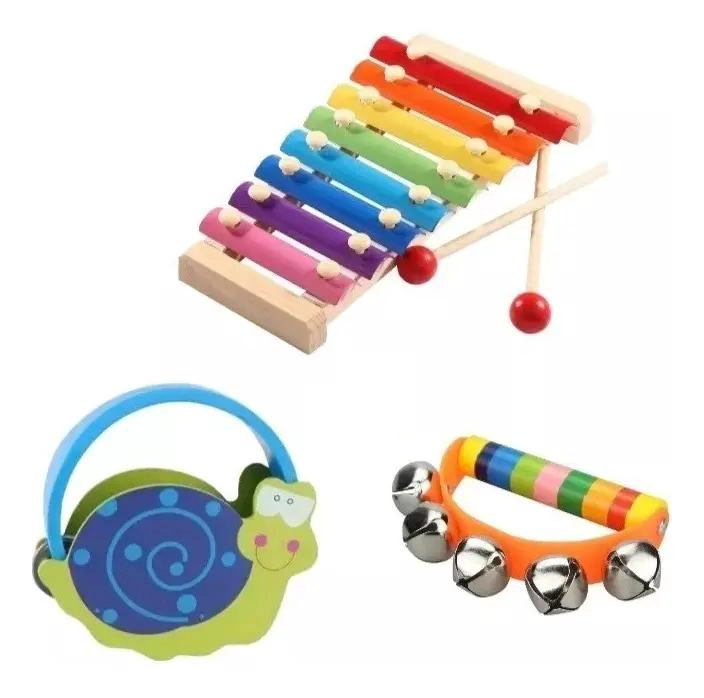 PACK DE 3 JUGUETES MUSICALES DE MADERA PARA NIÑOS - 1