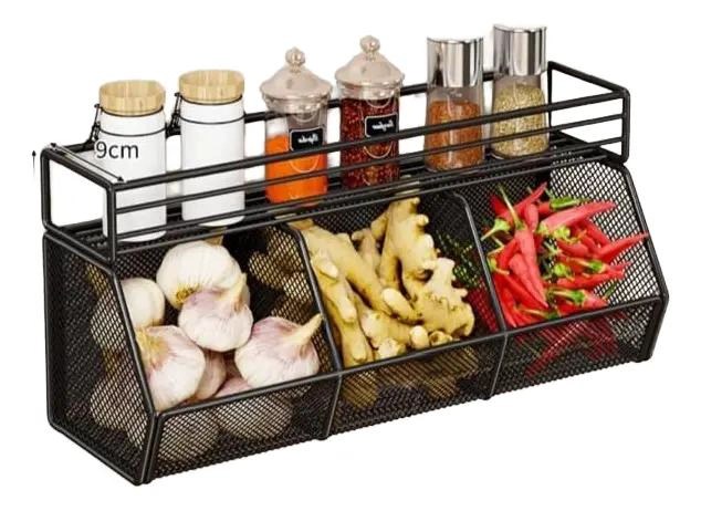 ESTANTE ORGANIZADOR DE ALMACENAMIENTO PARA COCINA EN COLOR NEGRO - 2