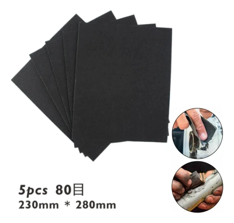 PAPEL DE LIJA AL AGUA GRANO FINO 23X28 CM PACK DE 5 HOJAS - 1