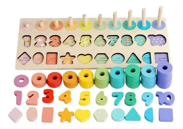 JUGUETE DIDACTICO DE MADERA PARA APRENDER NUMEROS Y FORMAS - 2