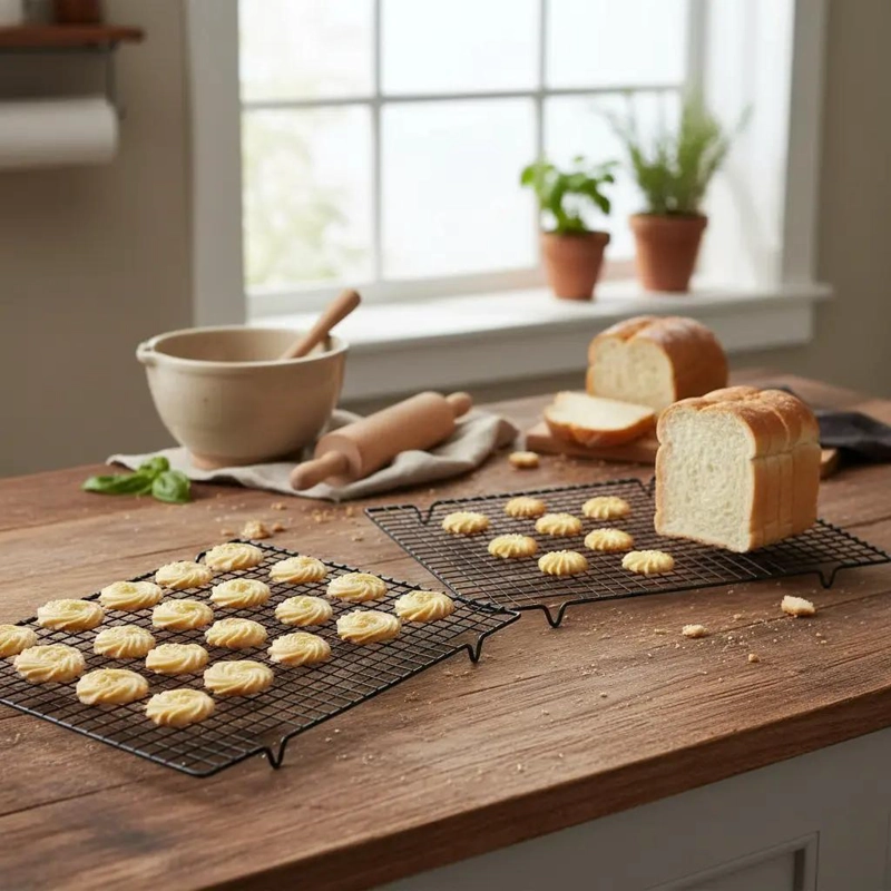 SET DE 2 REJILLAS CUADRADAS PARA ENFRIAR GALLETAS Y PIZZAS 28 CM - 10