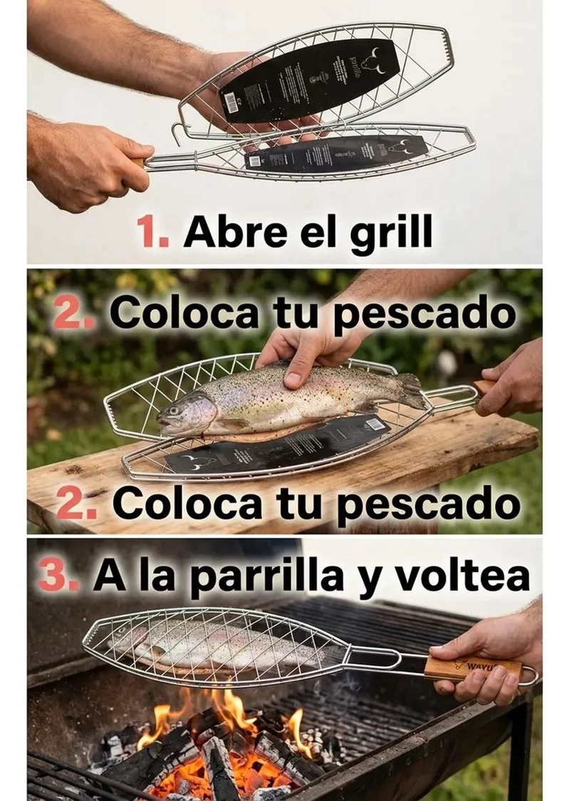 GRILL PARRILLA IDEAL PARA COCINAR PESCADO Y ASADOS EN CASA - 3