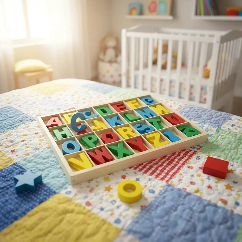 JUGUETE DE MADERA DOBLE ABECEDARIO PARA APRENDIZAJE INFANTIL - 1
