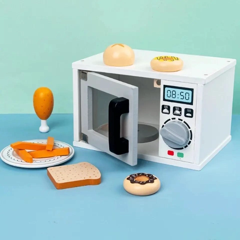 HORNO MICROONDAS DE MADERA JUGUETE DIDACTICO PARA NIÑOS - 4