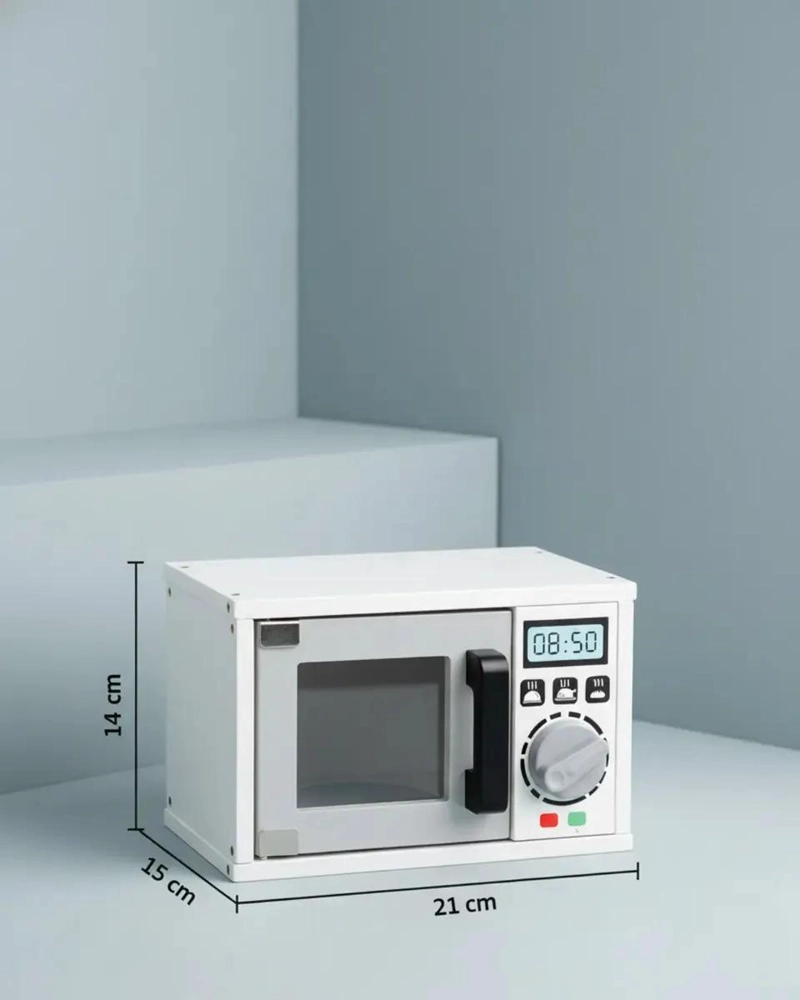 MICROONDAS INFANTIL DE MADERA CON ACCESORIOS DE COCINA - 5