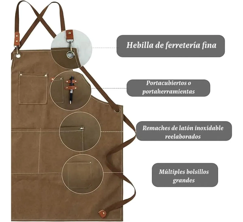DELANTAL MULTIUSO PARA COCINA Y JARDIN CON BOLSILLOS - 2