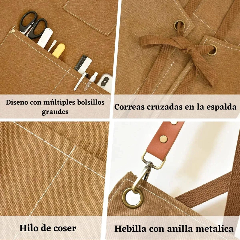 DELANTAL MULTIUSO PARA COCINA Y JARDIN CON BOLSILLOS - 5