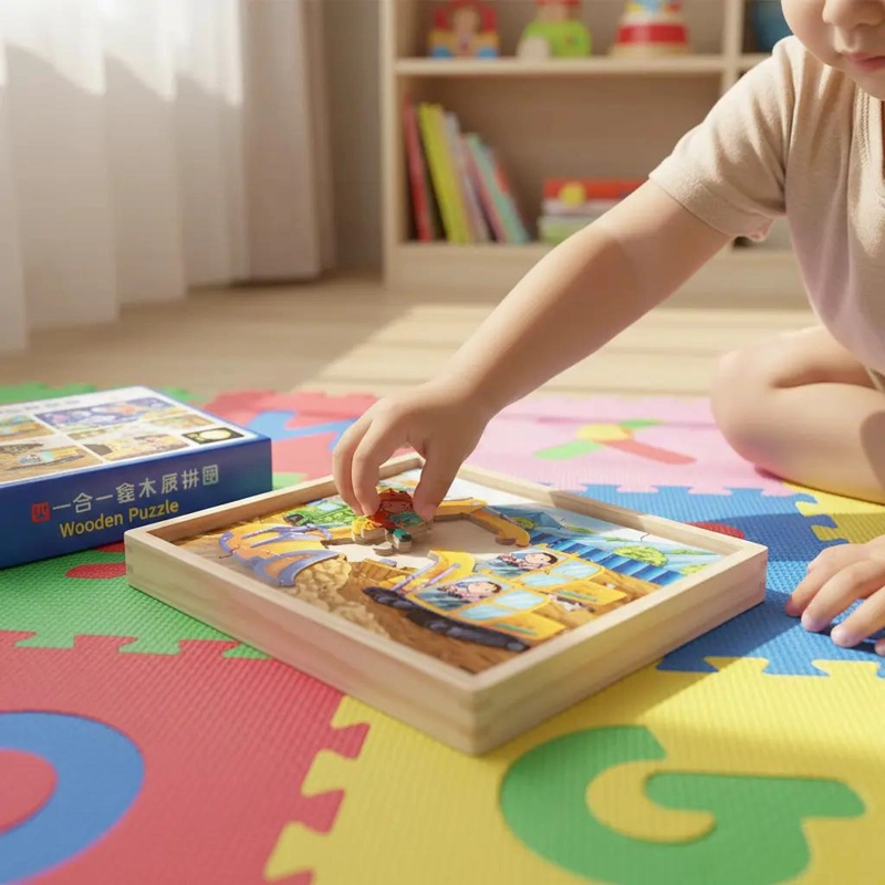 ROMPECABEZAS DE MADERA PARA NIÑOS CON TEMATICA DE CONSTRUCCION - 4