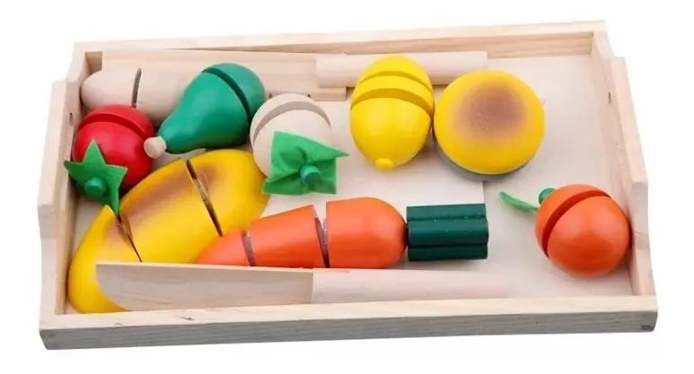 CORTA FRUTAS Y VERDURAS DE MADERA JUGUETE DIDACTICO 21 PIEZAS - 2