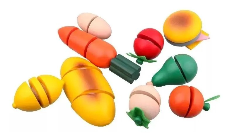 CORTA FRUTAS Y VERDURAS DE MADERA JUGUETE DIDACTICO 21 PIEZAS - 4