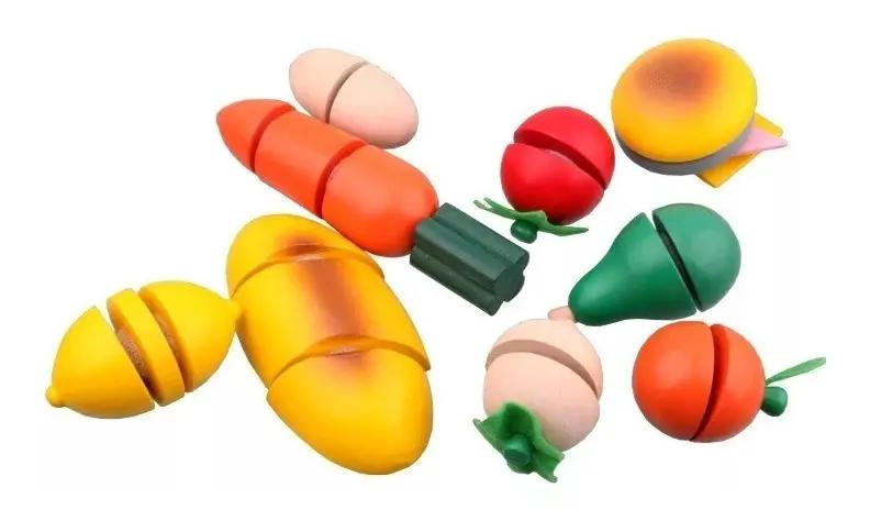 CORTA FRUTAS Y VERDURAS DE MADERA JUGUETE DIDACTICO 21 PIEZAS - 7