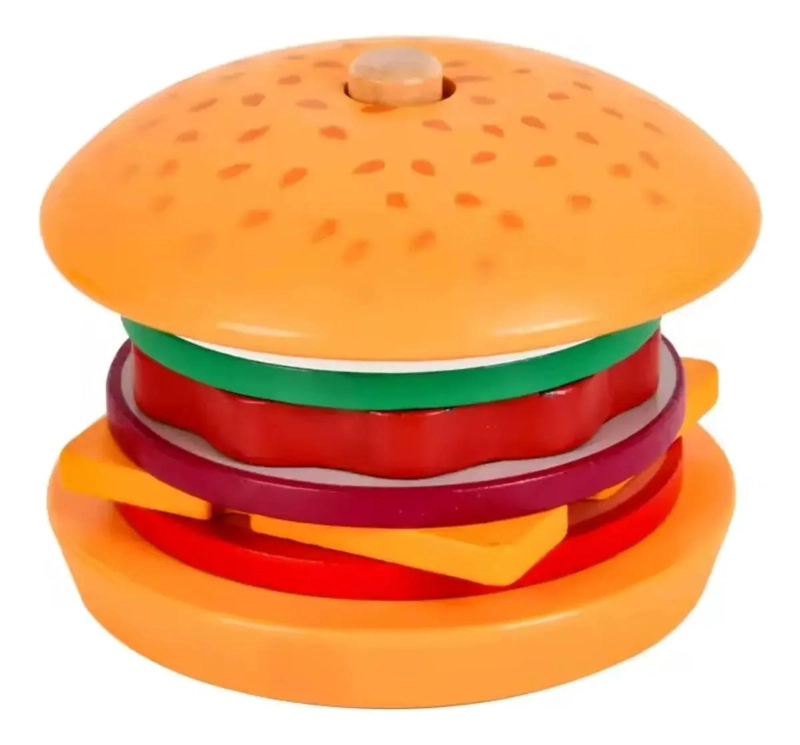 JUEGO DIDACTICO DE MADERA PARA ARMAR HAMBURGUESAS Y SANDWICHES - 1