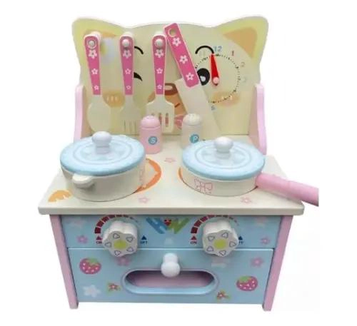 COCINA DE JUGUETE DE MADERA CON ACCESORIOS PARA NIÑAS - 2