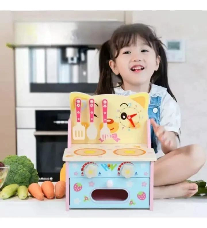 COCINA DE JUGUETE DE MADERA CON ACCESORIOS PARA NIÑAS - 3