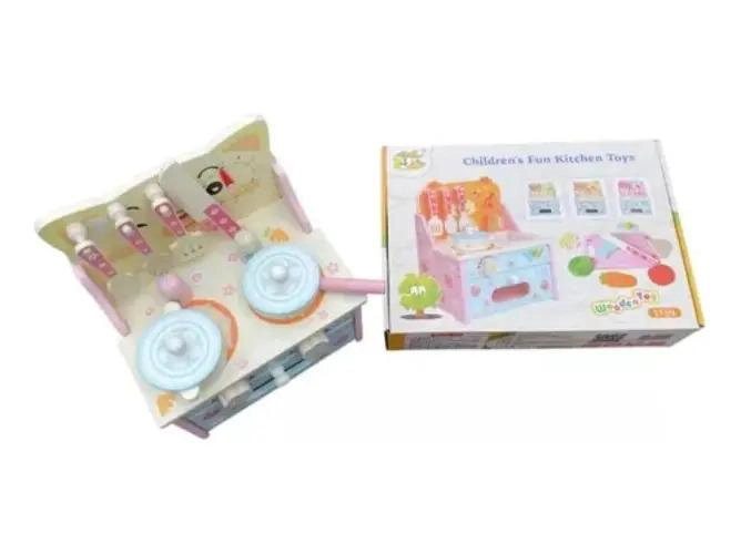 COCINA DE JUGUETE DE MADERA CON ACCESORIOS PARA NIÑAS - 5