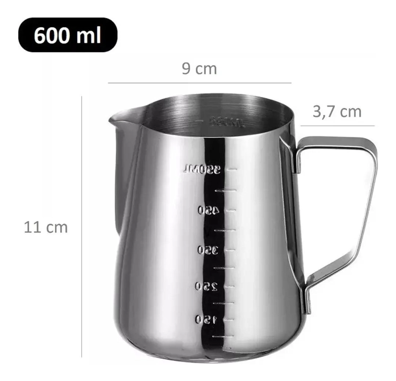 JARRA ESPUMADORA DE LECHE ACERO INOXIDABLE CON MEDIDOR 550ML - 4