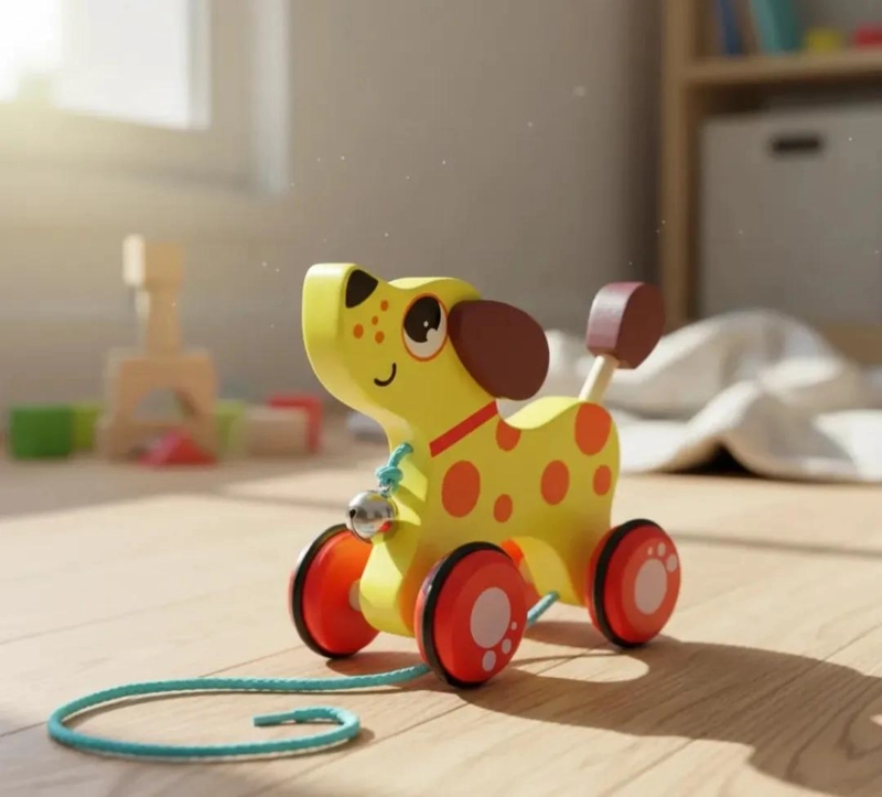 JUGUETE ARRASTRE DE PERRO DE MADERA PARA NIÑOS - 2