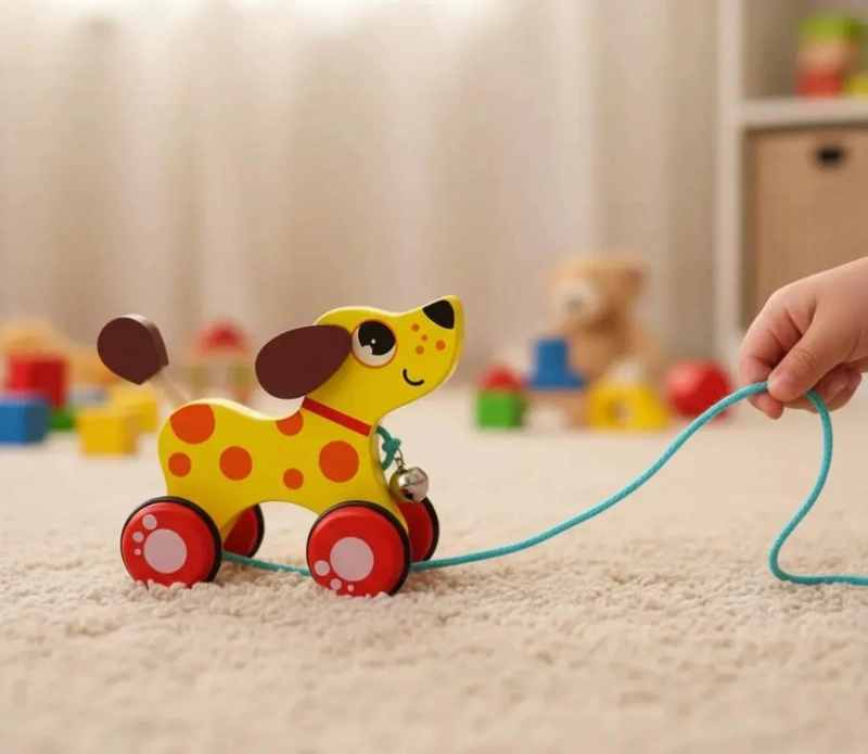 JUGUETE ARRASTRE DE PERRO DE MADERA PARA NIÑOS - 5