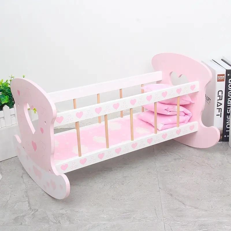 CUNA PARA MUÑECAS ROSA CON DISEÑO ENCANTADOR Y FUNCIONALIDAD - 4