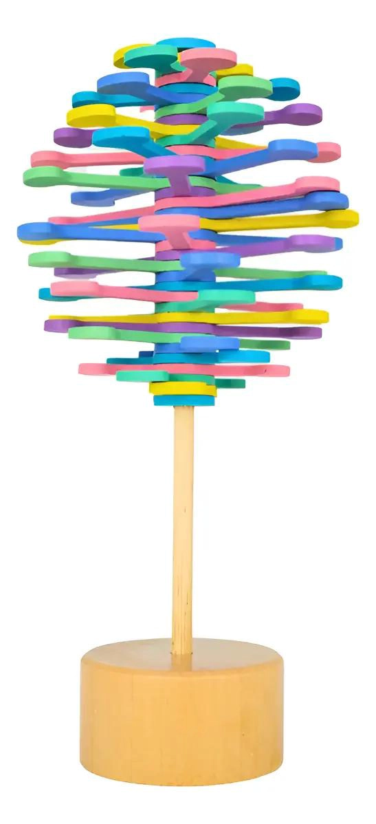 JUGUETE GIRATORIO DE MADERA MULTICOLOR PARA NIÑOS Y ADULTOS - 1